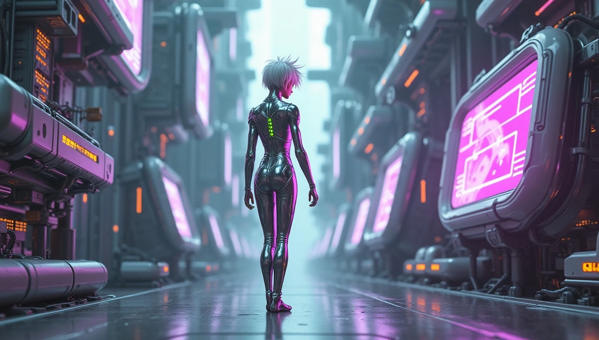 Futurista explorando tecnologia inovadora